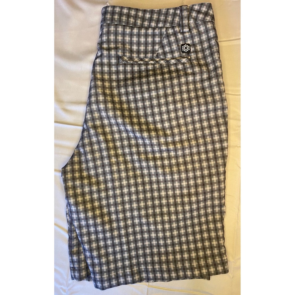 Puma Golf Shorts Mens 38 Grey Gingham Plaid Excellent SportLifestyle Stretch